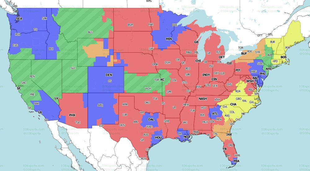 CBS single game NFL TV map for Week 9 2021