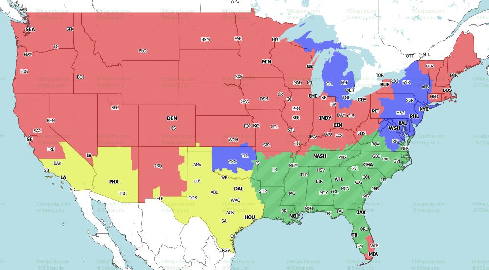 FOX early game NFL TV map for Week 8 2021