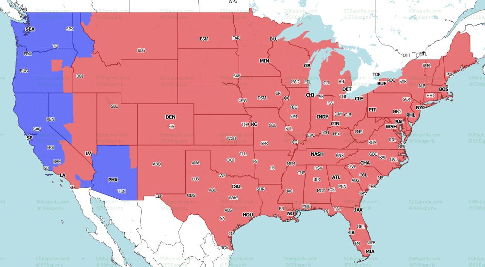 FOX late game NFL coverage map for Week 5