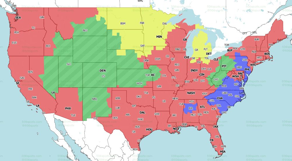 FOX early game NFL coverage map for Week 5