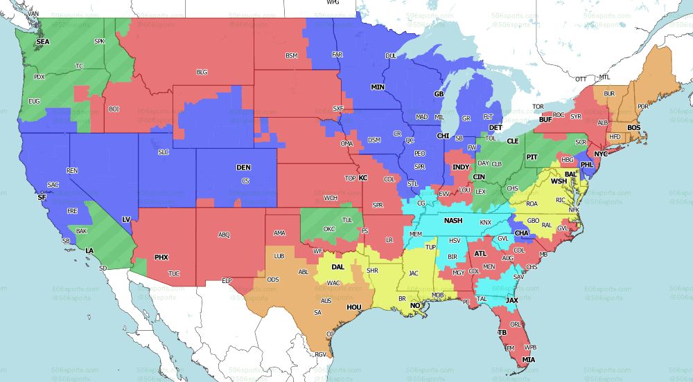 CBS single game NFL coverage map for Week 5