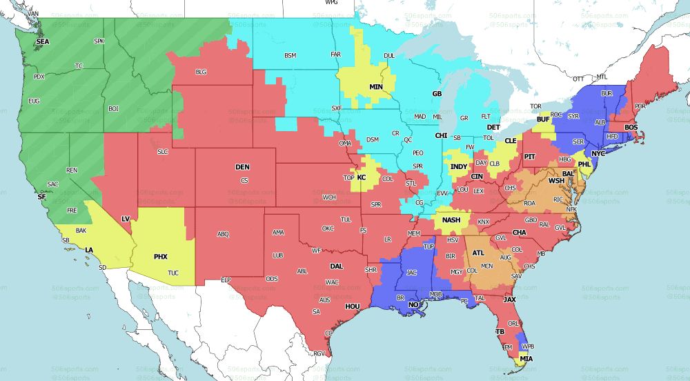 NFL Coverage Map for FOX single games in Week 4 2021