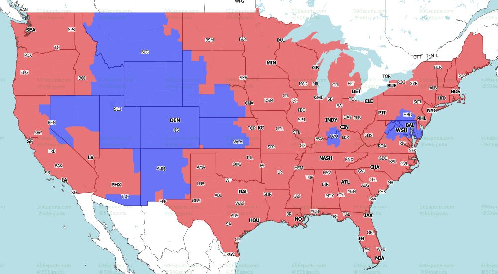 NFL Coverage Map for CBS late games in Week 4 2021