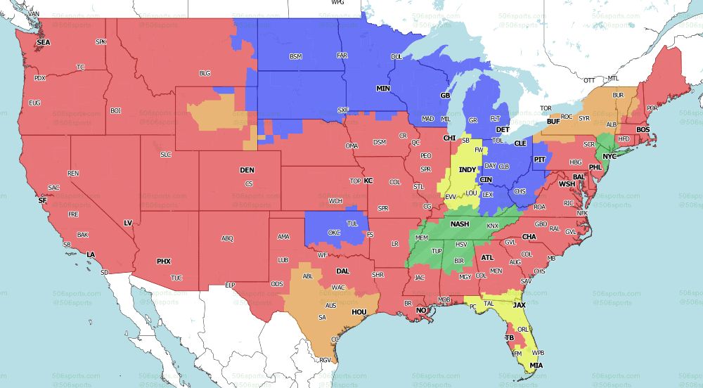 NFL Coverage Map for CBS early games in Week 4 2021