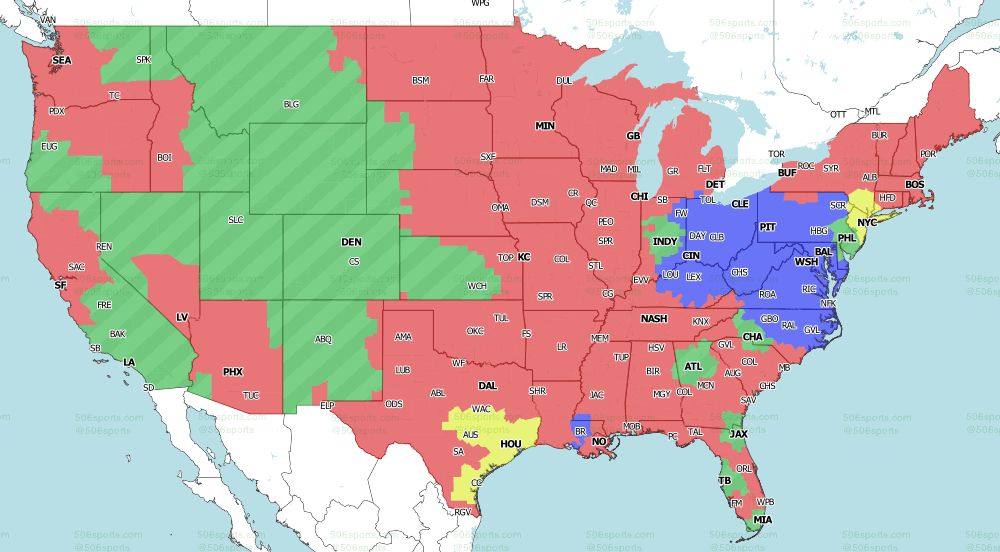 CBS Single NFL TV map for Week 12 2021