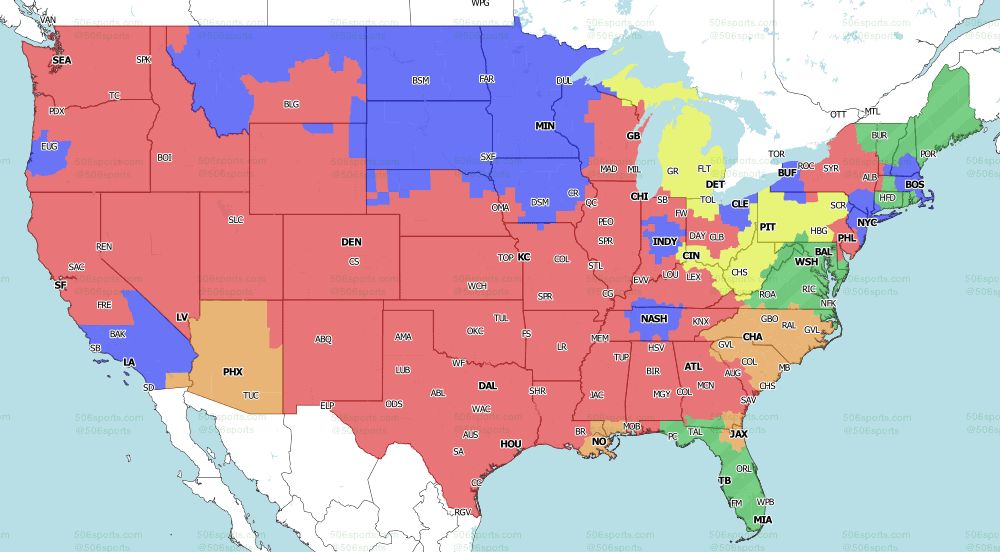 FOX single game NFL TV map for Week 10 2021