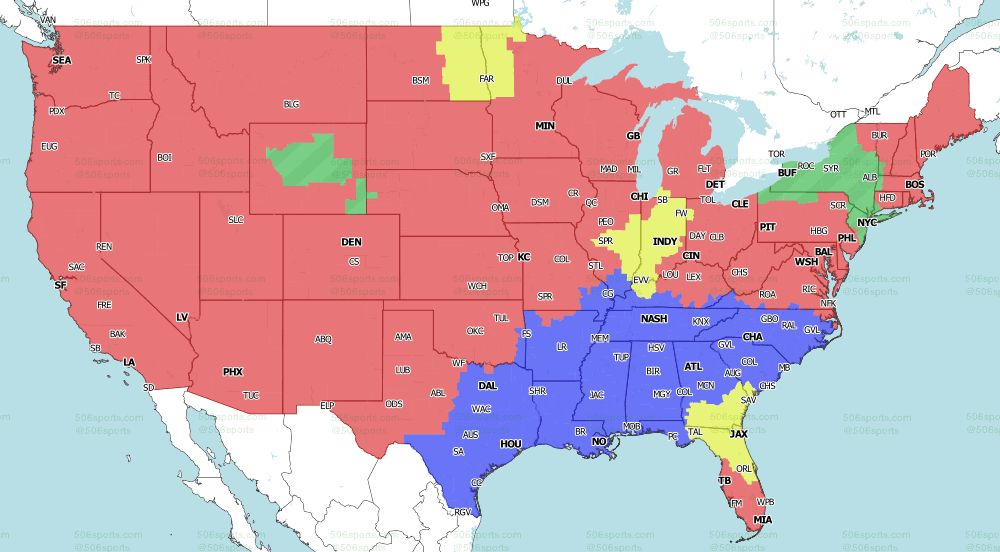 CBS early game NFL TV map for Week 10 2021