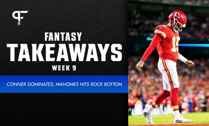 NFL Week 9 Fantasy Football Takeaways: James Conner dominates and Patrick Mahomes hits rock bottom