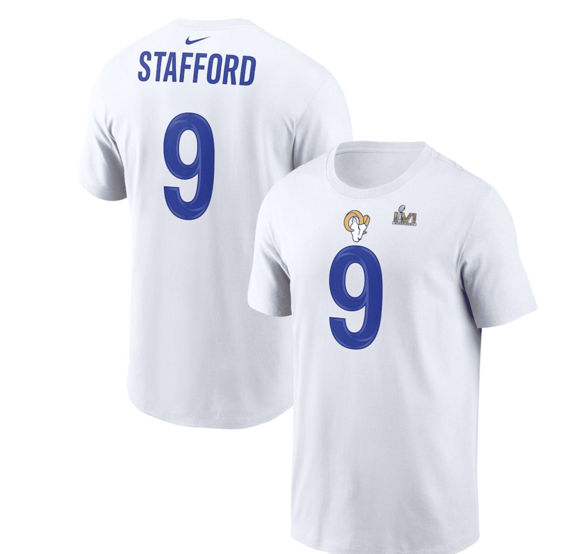 Matthew Stafford Los Angeles Rams Nike Super Bowl LVI Bound Name & Number T-Shirt