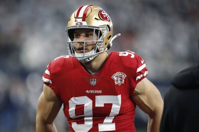 San Francisco 49ers DE Nick Bosa (97) on the field.