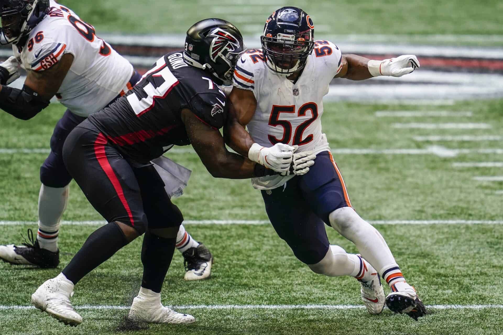 Khalil Mack rushes the passer against the Atlanta Falcons