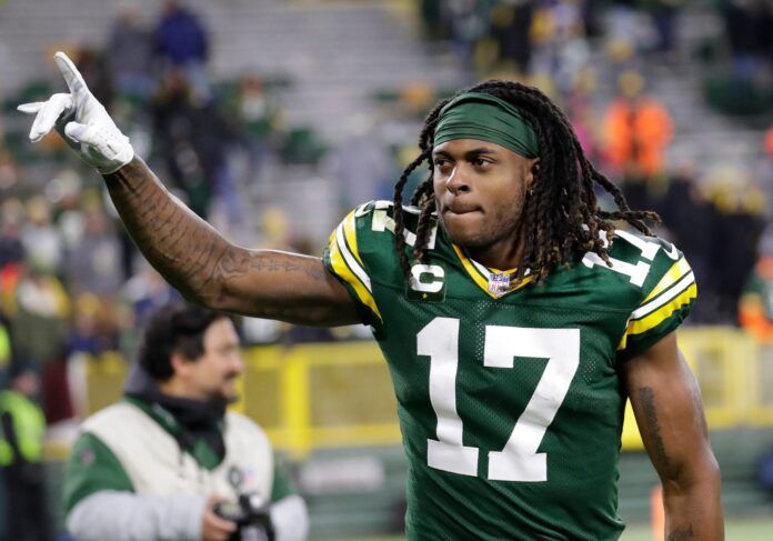 Green Bay Packers wide receiver Davante Adams (17) celebrates a victory.