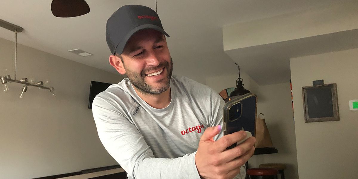 Casey Muir gets a text message from the Chargers on Day 3 of the 2022 NFL Draft