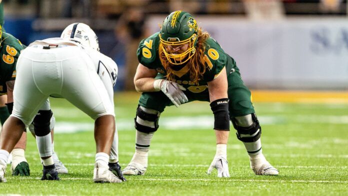 Top 100 FCS prospect Cody Mauch lines up for North Dakota State offense.