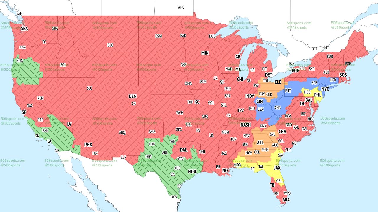 CBS early game coverage map for Week 4, 2022