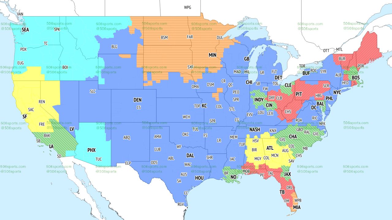 FOX NFL coverage map for their single-game slate in Week 6, 2022