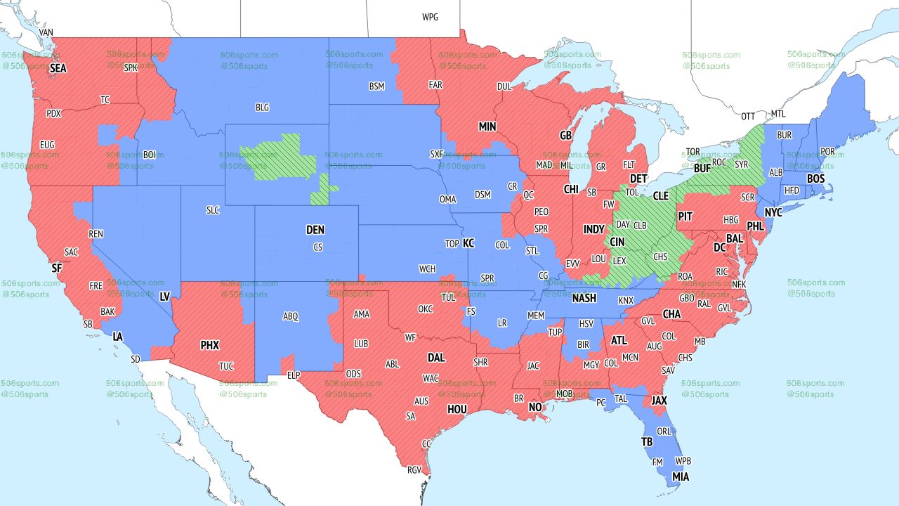 CBS early game coverage map shows which NFL games will be shown where throughout the United States for Week 11 in 2022