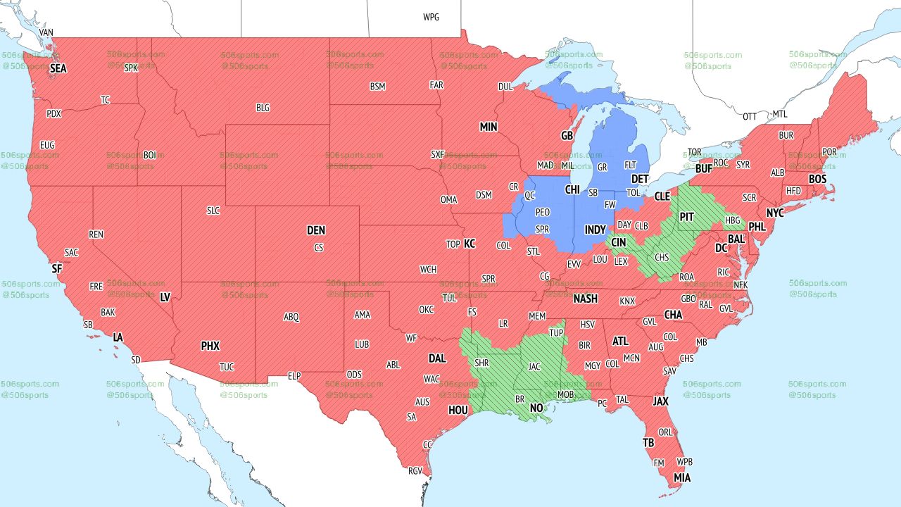 NFL coverage map for FOX early game coverage for Week 10, 2022