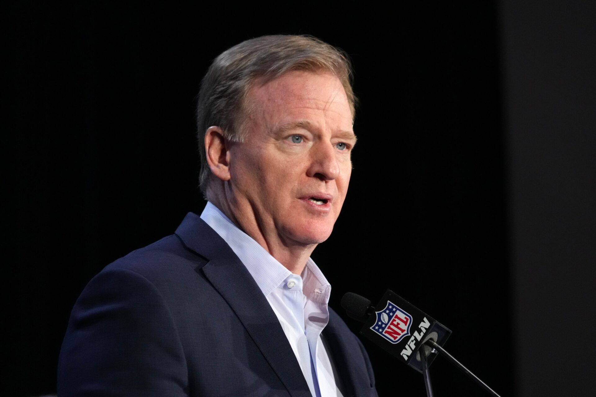 NFL Commissioner Roger Goodell at the Super Bowl Host Committee Handoff press conference.