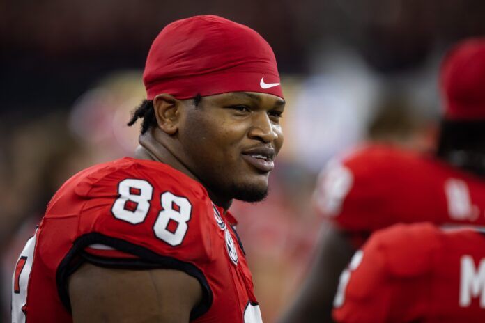 Georgia Bulldogs defensive lineman Jalen Carter (88) against the TCU Horned Frogs during the CFP National Championship Game.