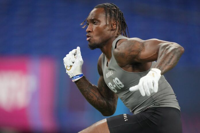 South Alabama cornerback Darrell Luter Jr. performs drills during the NFL Combine.