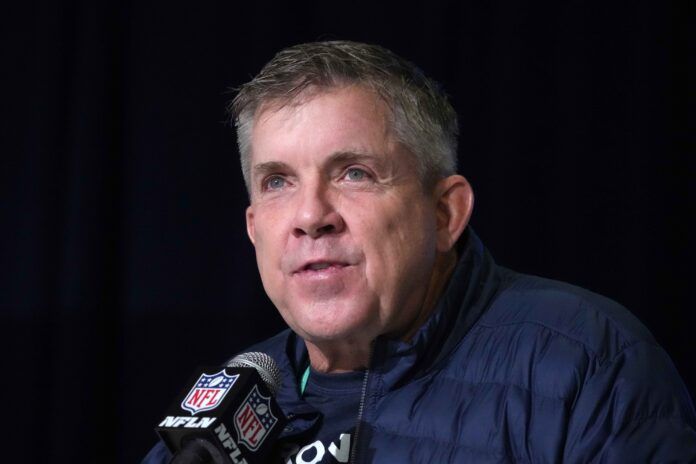 Denver Broncos head coach Sean Payton takes questions at the NFL Combine.