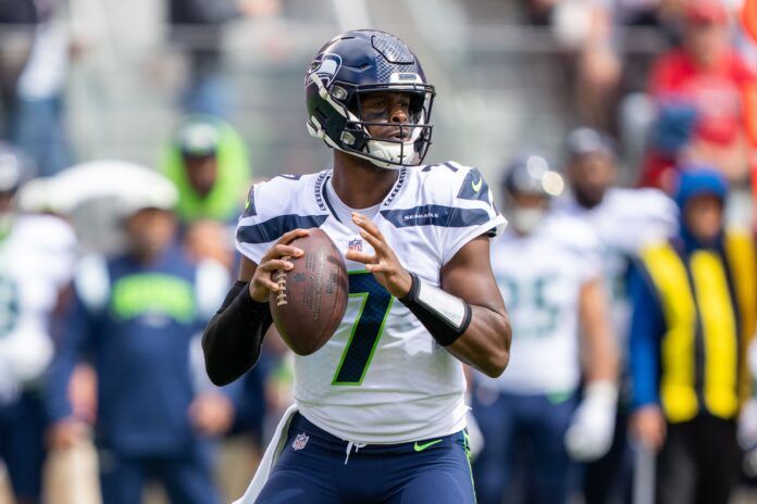 Geno Smith during the first quarter against the San Francisco 49ers.