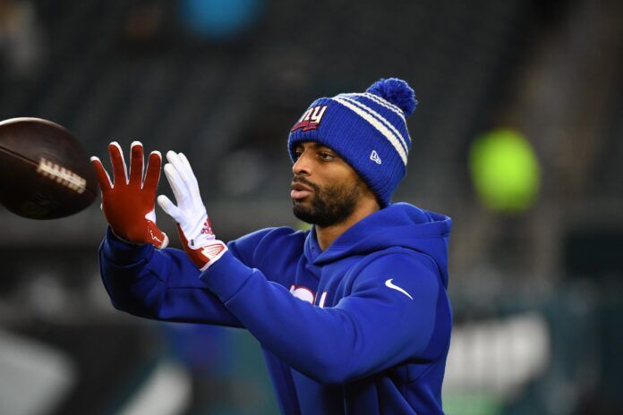 Darius Slayton during warmups against the Philadelphia Eagles.