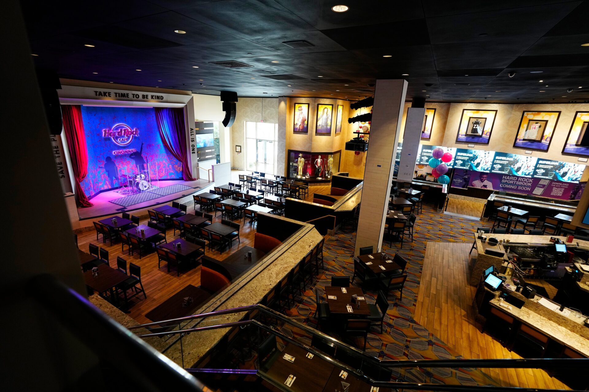 A view from the future sports book mezzanine at Hard Rock Casino Cincinnati.