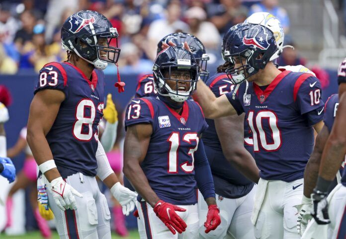 Brandin Cooks celebrates after scoring a touchdown.