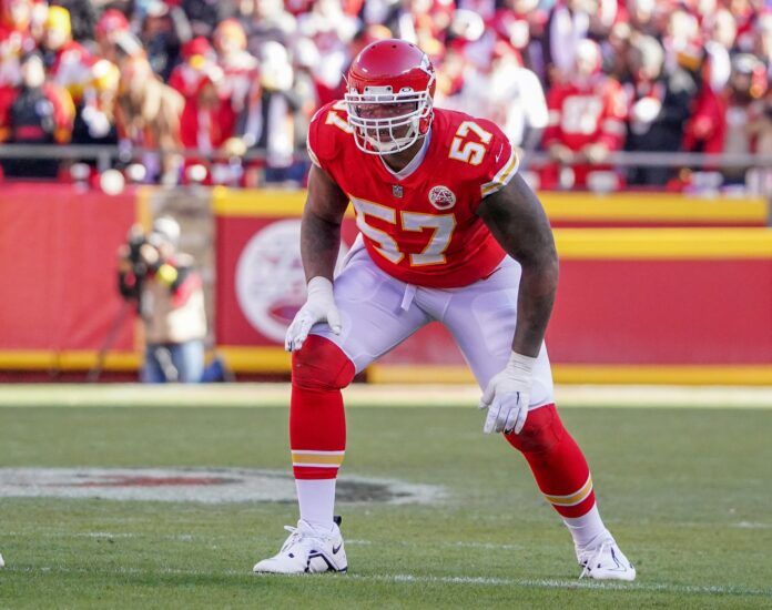 Orlando Brown set at the line of scrimmage vs. the Jaguars.