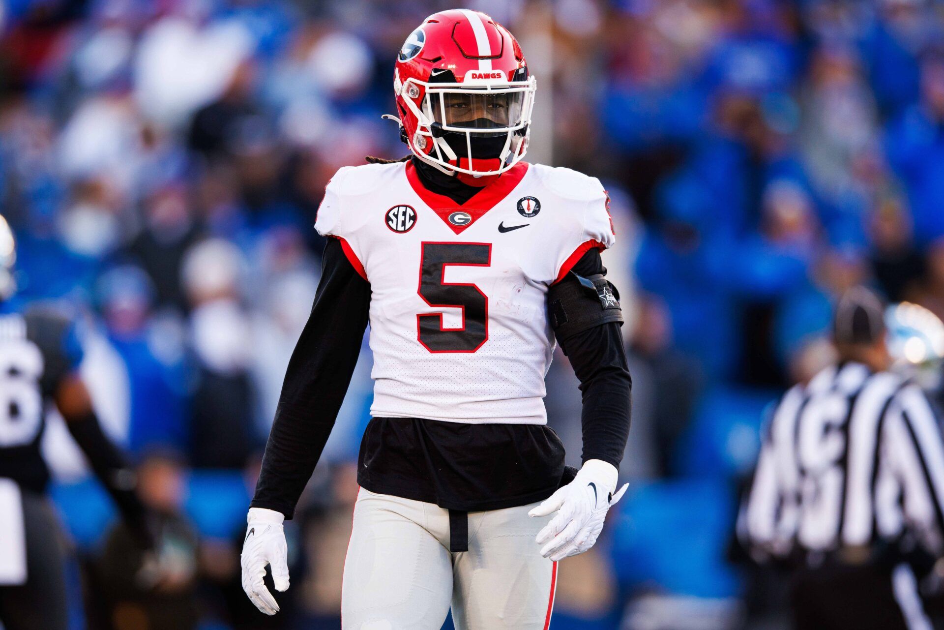 Georgia DB Kelee Ringo (5) during a game against Kentucky.