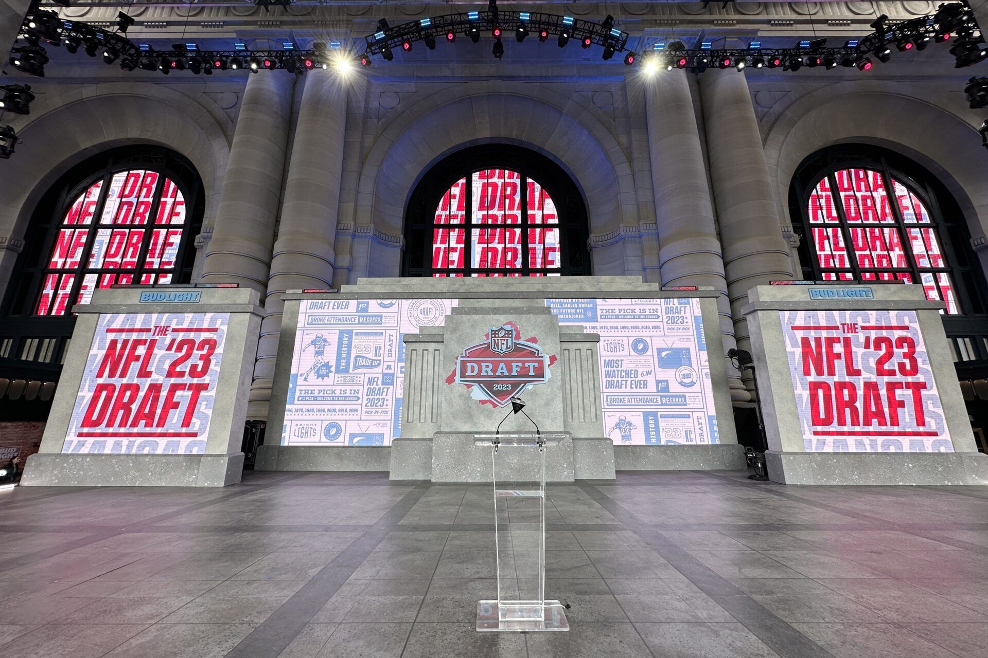 The stage for the 2023 NFL Draft in Kansas City.