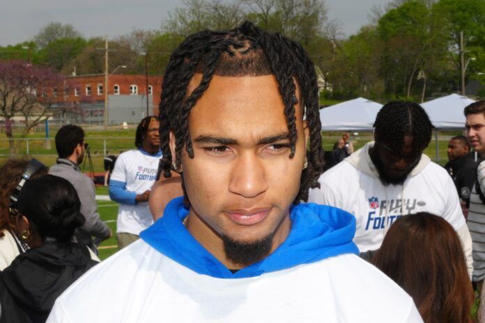 Ohio State Buckeyes quarterback C.J. Stroud during NFL Draft Play Football Clinic.