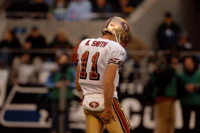 Alex Smith against the Seattle Seahawks at Qwest Field in Seattle, Washington.