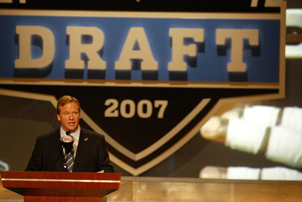 Roger Goodell introduces quarterback JaMarcus Russell (L.S.U.) as the number one overall pick to the Oakland Raiders.