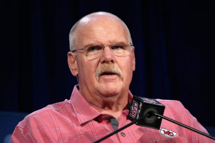 Kansas City Chiefs head coach Andy Reid speaks at a press conference.