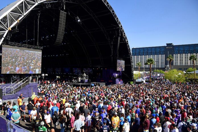 A general view outside the NFL Draft Theater before the first round of the 2022 NFL Draft.