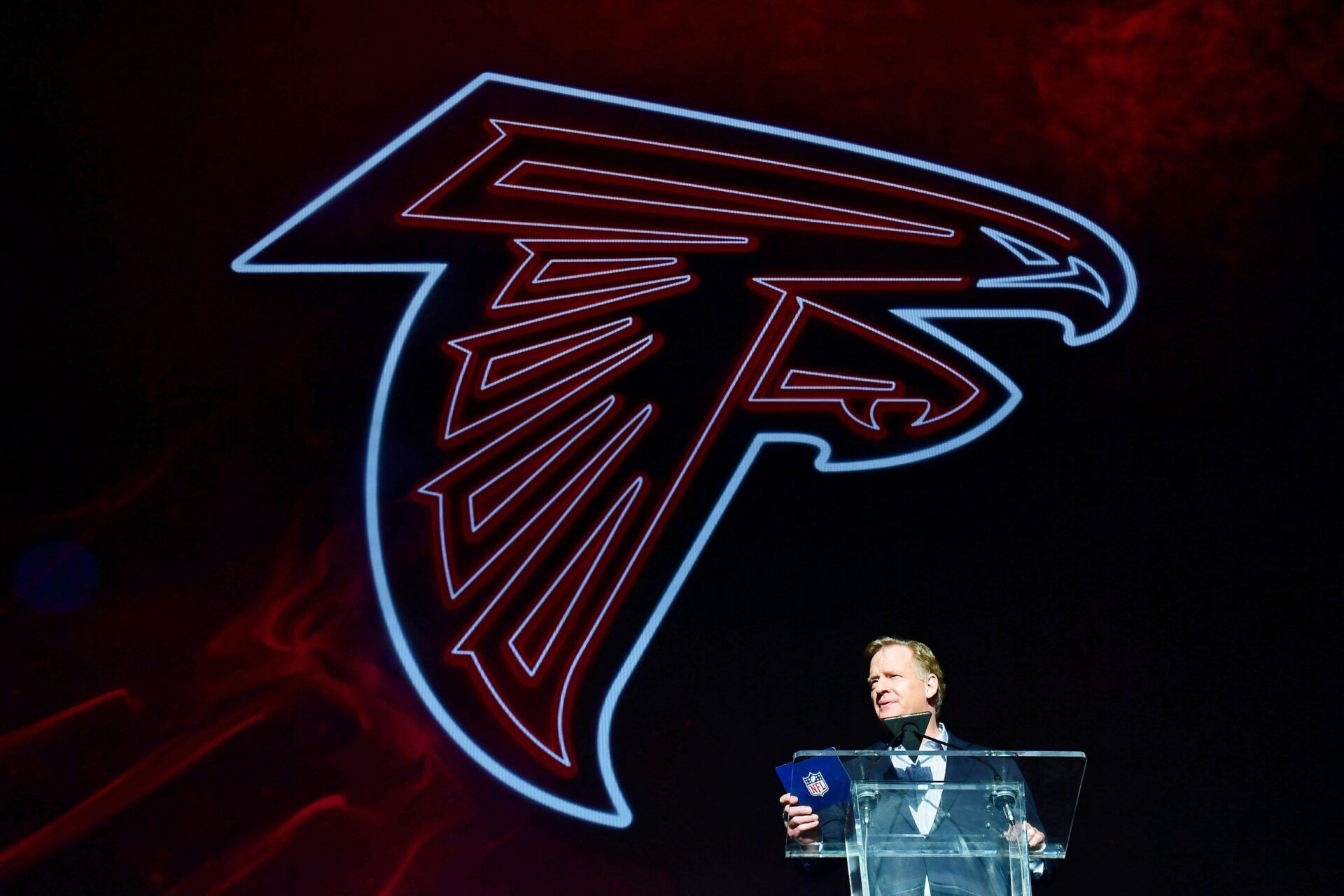 NFL Commissioner prepares to announce the Atlanta Falcons' selection during the 2022 NFL Draft.