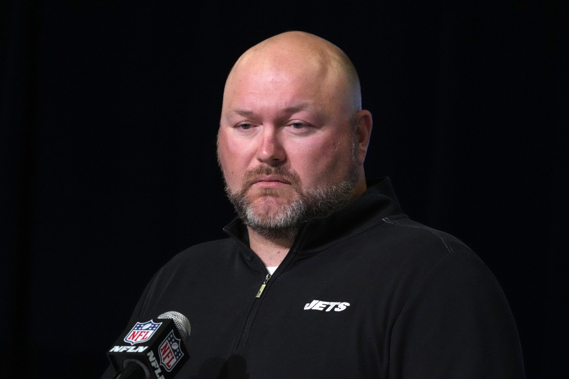 Joe Douglas during the NFL combine at the Indiana Convention Center.