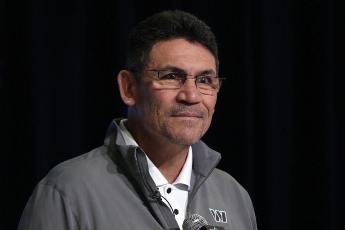 Washington Commanders head coach Ron Rivera during the NFL Combine.