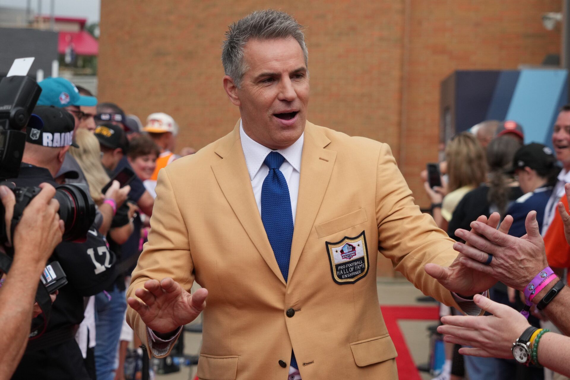 Quarterback Kurt Warner at the 2022 Pro Football Hall of Fame enshrinement.