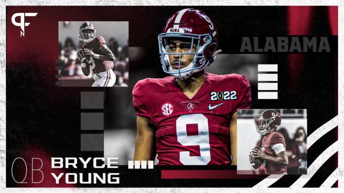 Alabama QB Bryce Young gets ready for the 2023 NFL Draft.