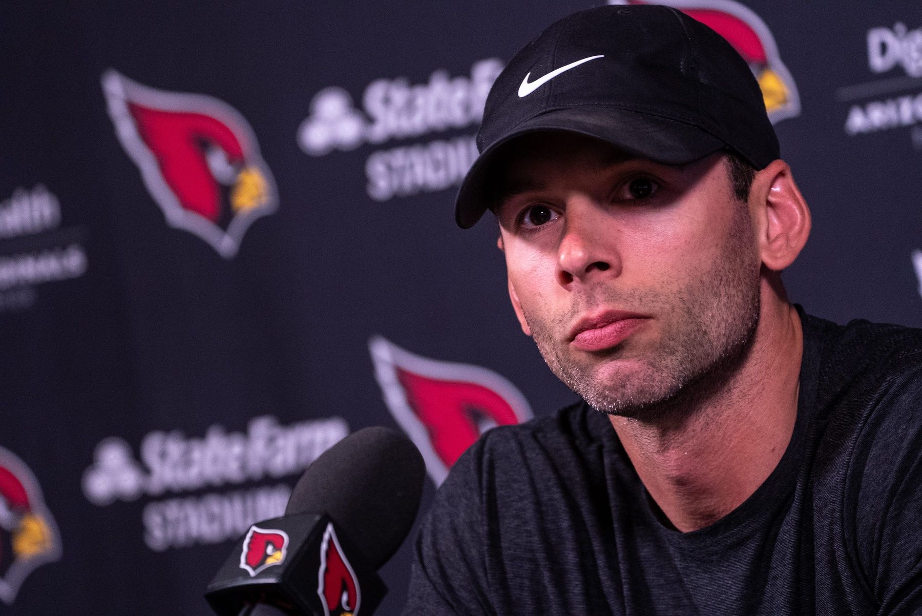 Arizona Cardinals head coach Jonathan Gannon speaks during a news conference.