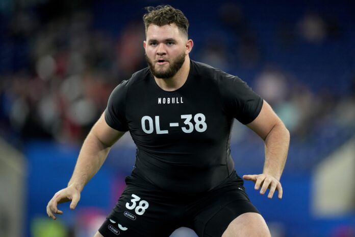 Nick Saldiveri during the NFL Scouting Combine at Lucas Oil Stadium.