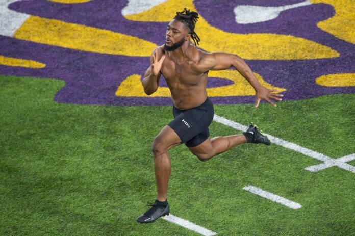 Micah Baskerville during NFL Pro Day at LSU.