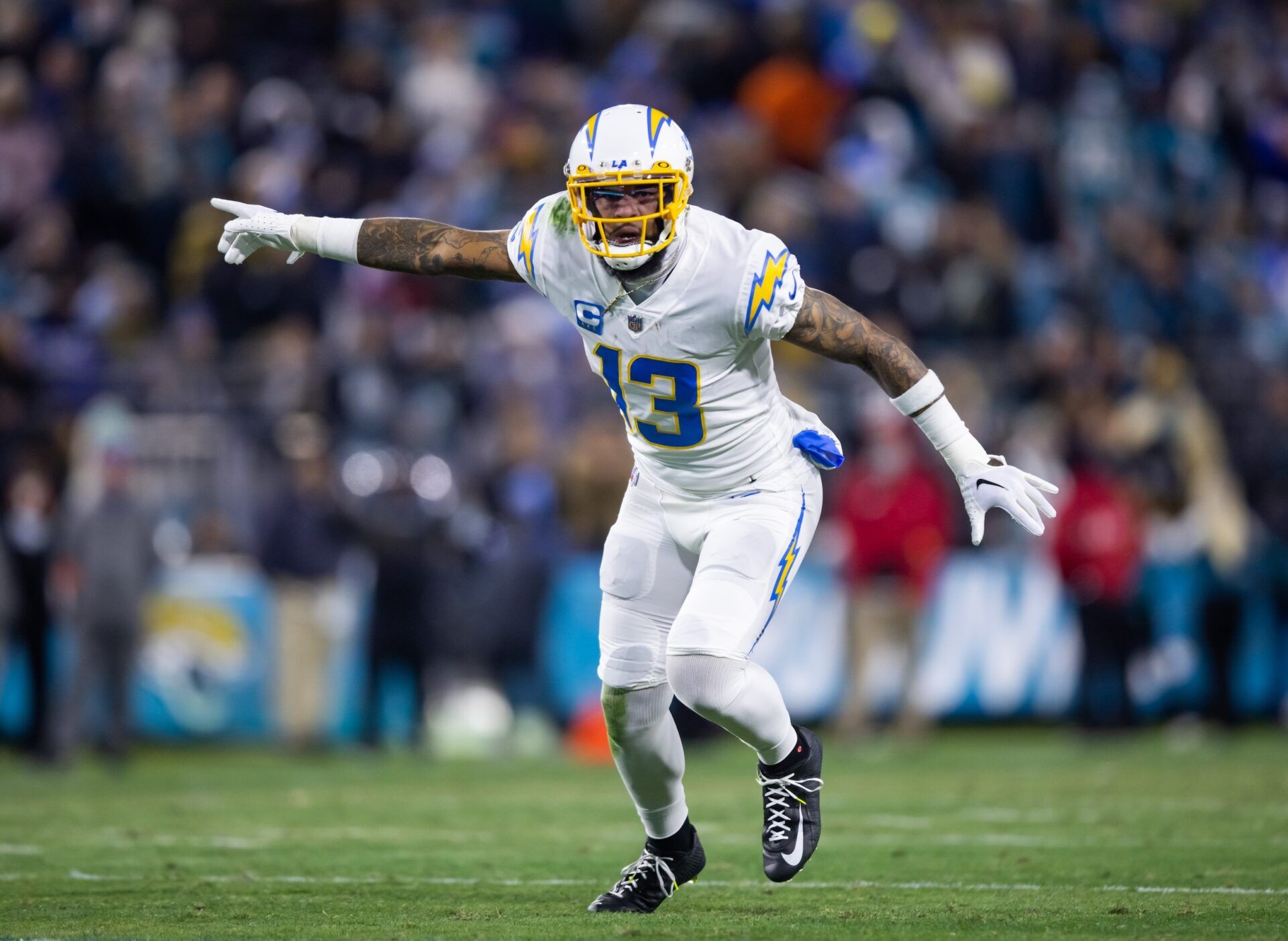 Keenan Allen (13) against the Jacksonville Jaguars during a Wild Card playoff game at TIAA Bank Field.