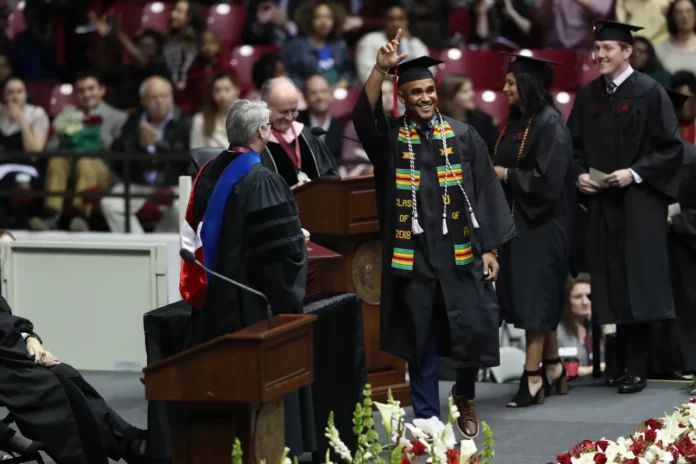 Philadelphia Eagles QB receives his master's degree during Saturday's Commencement Ceremony.