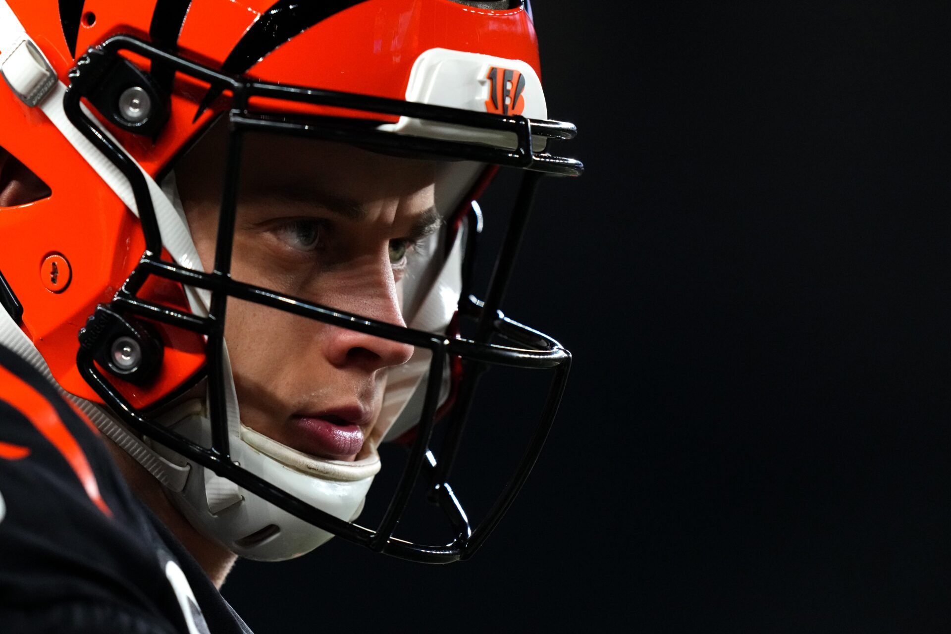 Cincinnati Bengals quarterback Joe Burrow (9) warms up before an NFL wild-card playoff football game between the Baltimore Ravens and the Cincinnati Bengals, Sunday, Jan. 15, 2023, at Paycor Stadium in Cincinnati. Baltimore Ravens At Cincinnati Bengals Afc Wild Card Jan 15 0037