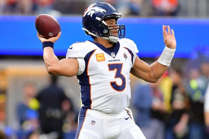 Denver Broncos quarterback Russell Wilson (3) throws against the Los Angeles Rams.